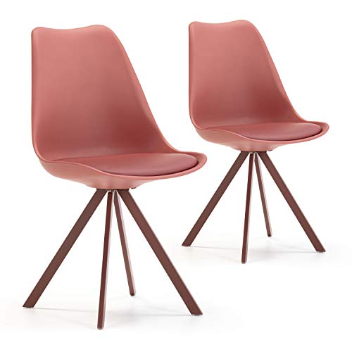 VS Venta-stock Set de 2 sillas Comedor Cross Estilo nórdico Rojo, certificada por la SGS, 54 cm (Ancho) x 49 cm (Profundo) x 84 cm (Alto)