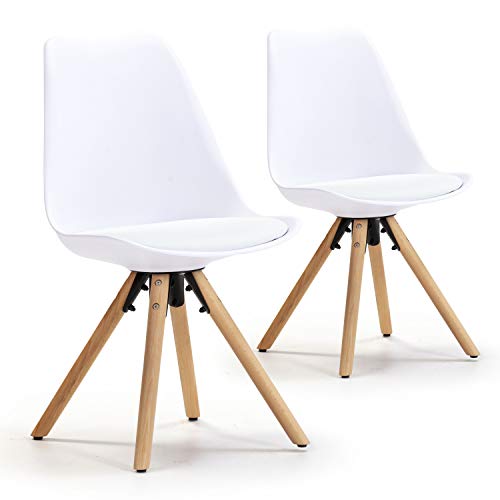 VS Venta-stock Set de 2 sillas Comedor Jeff Estilo nórdico Blanco, certificada por la SGS, 54 cm (Ancho) x 49 cm (Profundo) x 84 cm (Alto) VS Venta-stock Set de 2 sillas Comedor Jeff Estilo nórdico Blanco, certificada por la SGS, 54 cm (Ancho) x 49 cm (Profundo) x 84 cm (Alto)