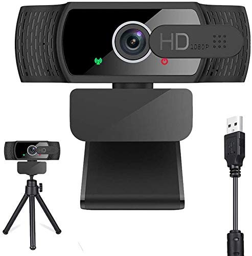 Webcam PC Full HD 1080P con Micrófono Estéreo, Webcam Portátil para PC, Webcam USB Streaming Cámara Reducción de Ruido para Videollamadas, Grabación, Conferencias