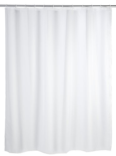 WENKO Cortina de ducha Unicolor blanca - impermeable, Polietileno, 120 x 200 cm, Blanco