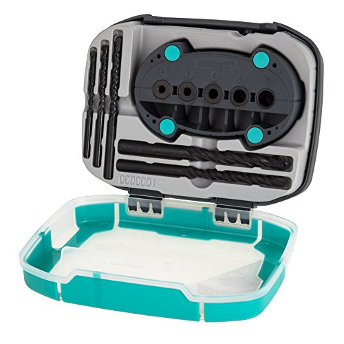 Wolfcraft 1000000 Kit Caja Plegable de plástico 2k Mini, Contenido: 5 Brocas Universal accumobil-guía para taladrar móvil Pack 1, 4-10 mm