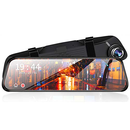 WXLSQ 10"Mirror Dash CAM 1080P Cámara De Respaldo Impermeable, con Pantalla Táctil Cámara De Vista Trasera para Autos, con Visión Nocturna Monitor De Estacionamiento Grabación En Bucle