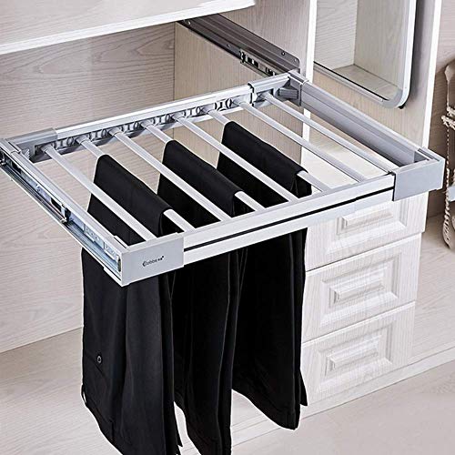 XYL Pantalonero Extraible para Armario, cajón, para Bufanda, Riel de suspensión Extensible para Soporte de Corbata, Estante Organizador de Aluminio para una Profundidad de 45 cm de Ancho XYL Pantalonero Extraible para Armario, cajón, para Bufanda, Riel de suspensión Extensible para Soporte de Corbata, Estante Organizador de Aluminio para una Profundidad de 45 cm de Ancho
