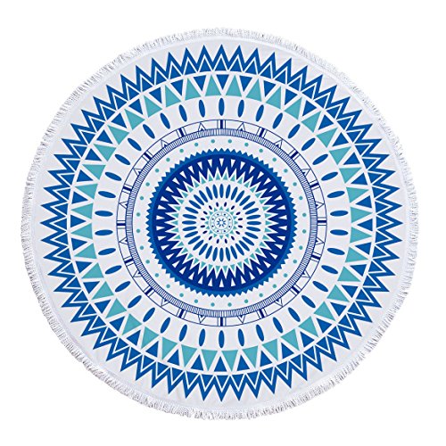Yinghesheng Toalla de Playa Redondo Microfibra Tapiz de Pared Indian Mandala, Manta Multi-Funcional para Yoga/Gimnasio/Baño/Picnic/Decoración/Viaje, 150cm,Geometry 27