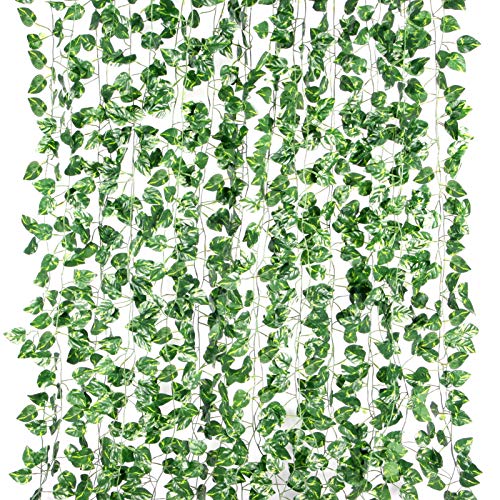 Yizhet Plantas Hiedra Artificial 12 Piezas 2m Plantas Artificial Hojas Guirnalda de Hiedra Artificial Hiedra Artificial Hoja Guirnalda Plantas Vid Colgante Guirnalda de Boda Hiedra Inglesa