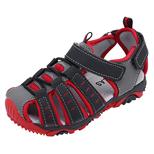 YWLINK Sandalias Deportivas NiñOs Zapatos para NiñOs Punta Cerrada Verano Playa Sandalias Zapatos,Zapatillas Antideslizante Fondo Blando Casuales(Rojo,29EU)