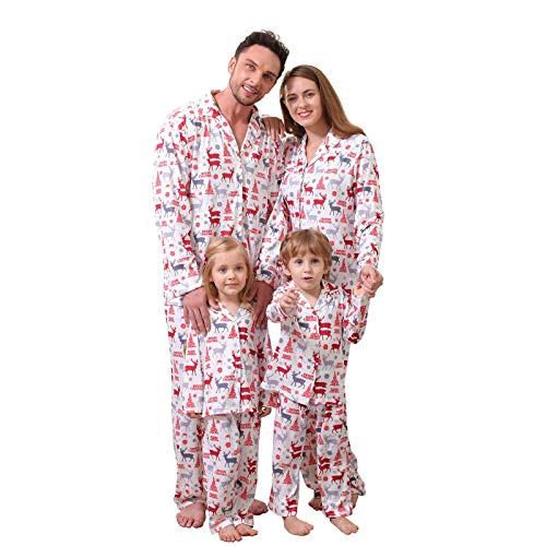 ZOEREA Pijamas de Navidad Familiar Dos Piezas Ropa de Dormir Mameluco Ropa de Casa Familia Conjunto Mangas Largas Top y Pantalon para Mamá Papá Niños Bebés