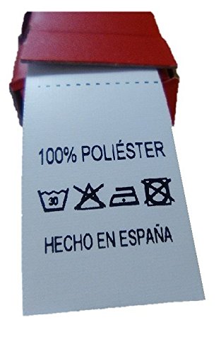 100 etiquetas de composición 100% Poliéster lavar en frío en Español