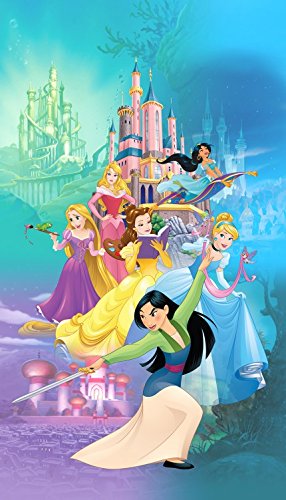 1art1 Princesas Disney - Ariel, Jasmine, Rapunzel, Belle, Cinderella and Snow White, Disney Cortina (245 x 140cm)