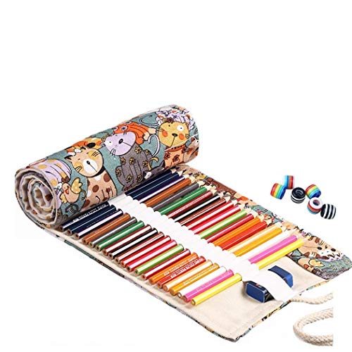 Abaría - Bolsa de lápiz de colores, grande estuche enrollable 72 lápices, portalápices de lona, organizador para arte, gota