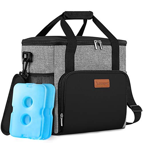 arteesol 17L Bolsa de Almuerzo con Aislamiento Plegable, Bolsa termica Comida, para Mantener los Alimentos Calientes/Frio(Gris,con 2 Paquetes de Hielo y 1 abrebotellas) arteesol 17L Bolsa de Almuerzo con Aislamiento Plegable, Bolsa termica Comida, para Mantener los Alimentos Calientes/Frio(Gris,con 2 Paquetes de Hielo y 1 abrebotellas)