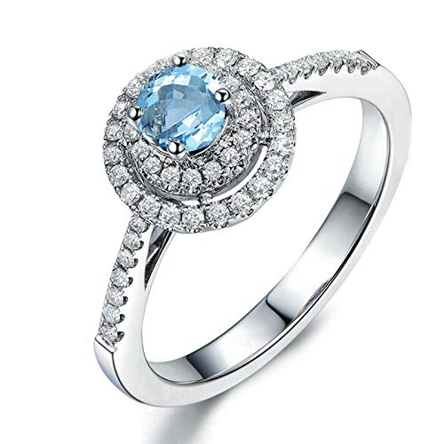 AueDsa Anillos de Plata Ley Mujer 925,Anillo Topacio Azul Plata Redondo 5X5MM Topacio Azul Blanco Anillos Compromiso Mujer Talla 8 AueDsa Anillos de Plata Ley Mujer 925,Anillo Topacio Azul Plata Redondo 5X5MM Topacio Azul Blanco Anillos Compromiso Mujer Talla 8