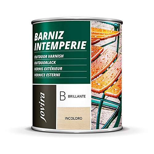 BARNIZ INTEMPERIE TRANSPARENTE. Decora y embellece todo tipo de maderas al exterior, mesas, sillas, muebles, barcos, terrazas (2,3 Litros, BRILLANTE)