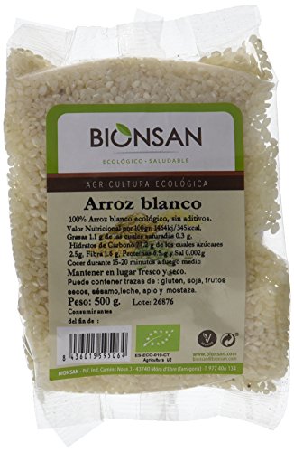 Bionsan Arroz Blanco Redondo Ecológico - 6 Bolsas de 500 gr - Total: 3000 gr