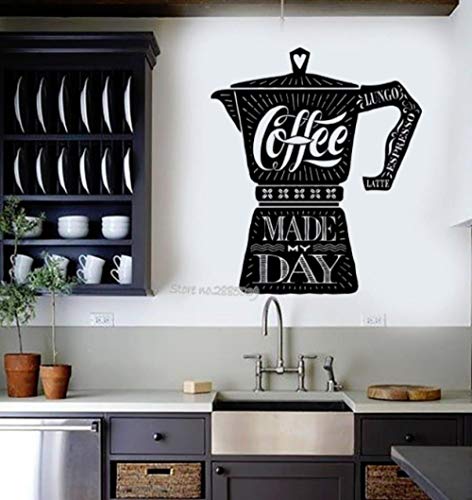 Cafetera cita vinilo etiqueta de la pared cafetería tienda cocina pegatinas pared calcomanía moda calidad mural moderno diseño de decoración del hogar 42x49 cm