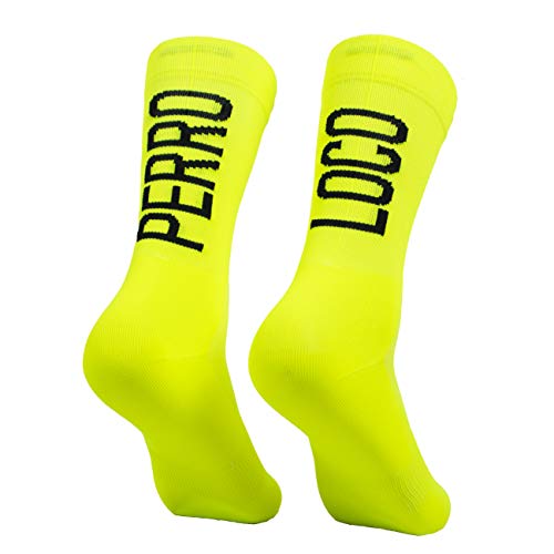 Calcetines Ciclismo Ultra Finos Compresivos Verano Transpirables Antibacterianos Compresión. Diseñados en Murcia. Fabricados en España. Ultralight. (Amarillo, 43-45)