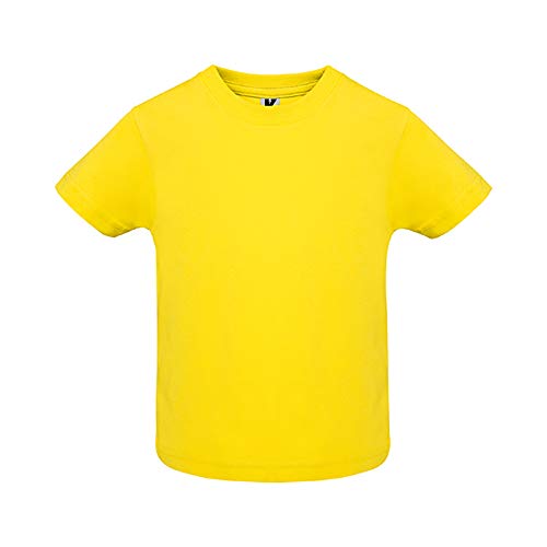 Camiseta de Colores con Manga Corta para Bebés - Prenda de algodón 100%, cómoda, Suave, cálida y Tacto Agradable (Amarillo, 24 Meses)