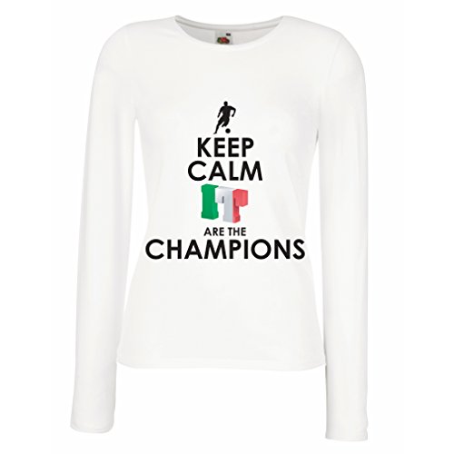 Camisetas de Manga Larga para Mujer Los Italianos Son los campeones, el Campeonato de Rusia 2018, la Copa del Mundo de fútbol, el Equipo de Aficionados de Italia (Large Blanco Multicolor)