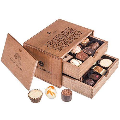 ChocoRoyal Midi - 20 exclusivos Surtido De Pralinés | bombones Praliné | regalo en caja de madera | sabores | Chocolate | Cumpleaños | Adultos | Mujer | Hombres | Dia de la madre | Dulces navideños