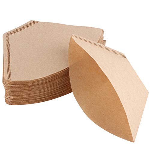 Cone Coffee Paper - 100 filtros de café para cafeteras y filtros de mano, 100 hojas, color marrón natural sin blanquear
