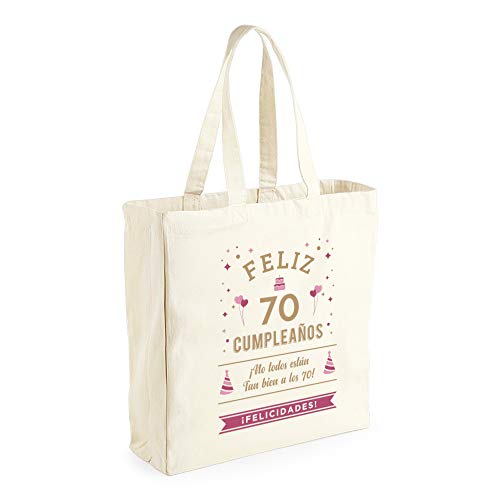 Design, Invent, Print! Bolsa de Lona de algodón de 70 cumpleaños - para Mujer - como Regalo, Recuerdo o para Hacer la Compra - Natural - 42 x 39 x 13 cm