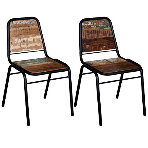 GOTOTOP Juego de 2 sillas de comedor de madera maciza reciclada para muebles y suministros del hogar, 43,9 x 58,9 x 88,9 cm. GOTOTOP Juego de 2 sillas de comedor de madera maciza reciclada para muebles y suministros del hogar, 43,9 x 58,9 x 88,9 cm.