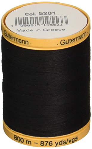 Gutermann 800C-5201 - Hilo de Algodón Natural, color Negro