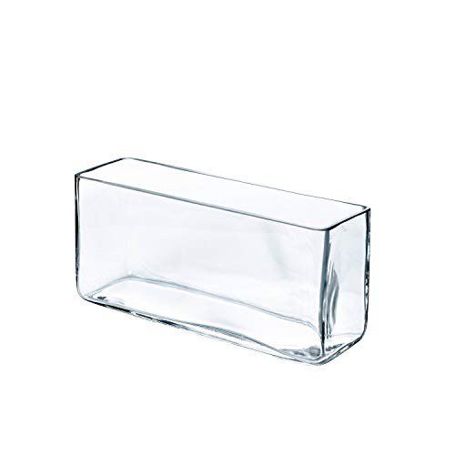 INNA-Glas Jarrón Rectangular Jack de Cristal, Transparente, 40x12x18cm - Jarrón Moderno - Florero Decorativo