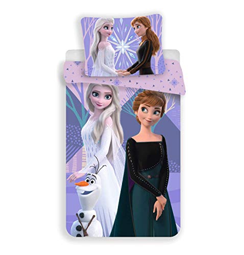 Jerry Fabrics Disney Frozen, Juego de Cama para Niños, Purple, Funda de Edredón 140 x 200 cm y Funda de Almohada 70 x 90 cm