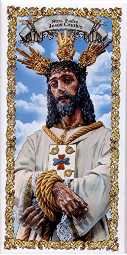 Jesús Cautivo. Azulejo fabricado artesanalmente para decorar. Cerámica para colgar. Calca cerámica. TORO DEL ORO (15x20 cms)