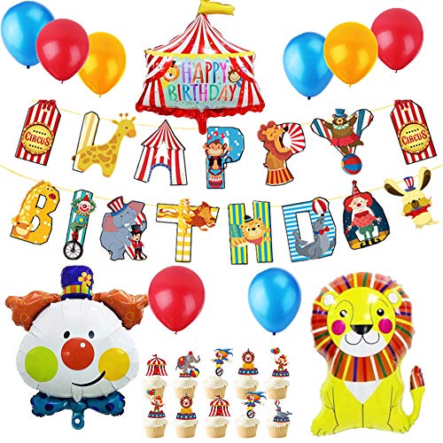 JeVenis 37 globos de circo de cumpleaños de circo, decoración de cumpleaños, decoración de carnaval, decoración de fiesta de payaso, decoración de circo, fiesta de cumpleaños