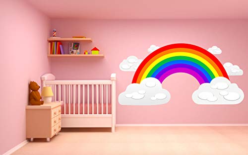 Kapowboom Graphics Vinilo decorativo para pared con diseño de arcoíris y nubes para habitación infantil, 3 tamaños (pequeño 75 x 37 cm) (grande 155 x 76 cm) Kapowboom Graphics Vinilo decorativo para pared con diseño de arcoíris y nubes para habitación infantil, 3 tamaños (pequeño 75 x 37 cm) (grande 155 x 76 cm)