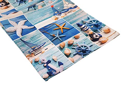 khevga Camino de mesa marítimo azul y blanco mar 40 x 150 cm (azul y blanco) khevga Camino de mesa marítimo azul y blanco mar 40 x 150 cm (azul y blanco)