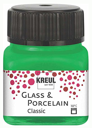 KREUL Glass & Porcelain Classic 16223 - Pintura para Cristal y Porcelana (20 ml, Tinta a Base de Agua, Secado rápido, Opaca), Color Verde