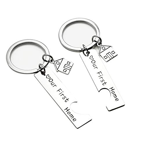 Llavero 2Pcs Llaveros de Acero Inoxidable Grabados Nuestro Primer Hogar Llaveros para Parejas Inauguración Nuevo Colgante de Regalo para el Hogar Llavero 2Pcs Llaveros de Acero Inoxidable Grabados Nuestro Primer Hogar Llaveros para Parejas Inauguración Nuevo Colgante de Regalo para el Hogar
