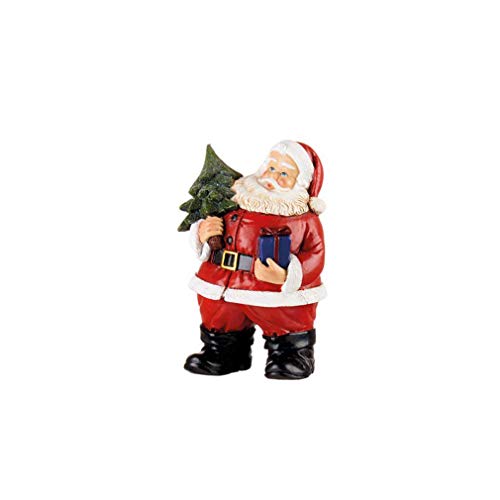 L'Oca Negra - Santa Claus Is Here - Figura decorativa de apoyo Papá Noel con árbol, pintada a mano, tamaño 9 x 10 x 15 cm
