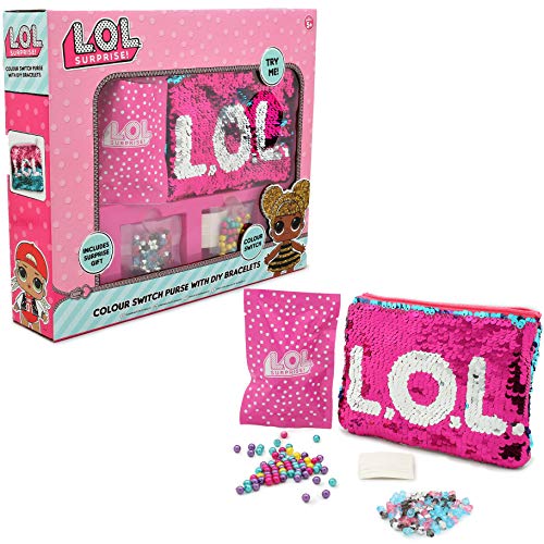 L.O.L. ¡Sorpresa! Switch - Kit de costura para hacer bisutería y bolsos de lentejuelas para niñas LOL Muñecas Confeti Pop Diva Rockera Mc Swag, color rosa. , color/modelo surtido