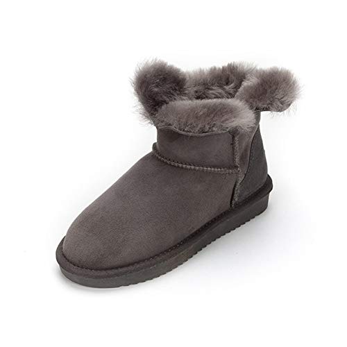 MNSSRN-MM Zapatos cortos de tubo para señoras, nueva tendencia salvaje cálido botas anti-esquí botas de piel de oveja, botas cortas zapatos de algodón, gris, 35