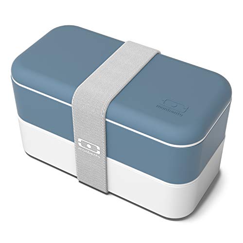 monbento - MB Original Azul Denim Fiambrera Lunch Box Made in France - Bento Box con 2 Compartimientos Herméticos - Fiambrera Trabajo/Escuela - sin BPA - Segura y Duradera monbento - MB Original Azul Denim Fiambrera Lunch Box Made in France - Bento Box con 2 Compartimientos Herméticos - Fiambrera Trabajo/Escuela - sin BPA - Segura y Duradera