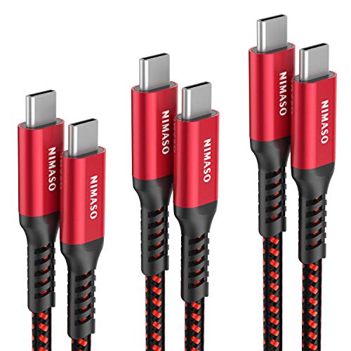 NIMASO Cable USB C a USB C(3 Pack:0.3m+1m+2m),Cable Tipo C Carga Rápida 60W 20V/3A Nylon Duradero Trenzado Compatible con Galaxy S21/S21+/S21 Ultra/S20/S10,Note10,Google Pixel 3a XL,Huawei P30,Macbook
