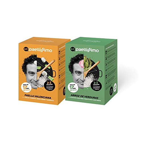 Paellíssimo - 2 x Kit para Arroz de Verduras y Paella Valenciana | 100% Natural y Sin Gluten | Creación Propia de Comida Preparada por Chef con Estrella Michelin Paellíssimo - 2 x Kit para Arroz de Verduras y Paella Valenciana | 100% Natural y Sin Gluten | Creación Propia de Comida Preparada por Chef con Estrella Michelin