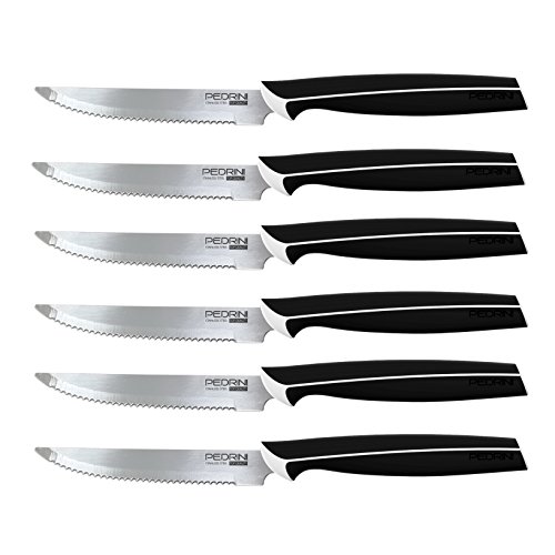 Pedrini Master - Juego de 6 cuchillos de bistecca, metal, color negro