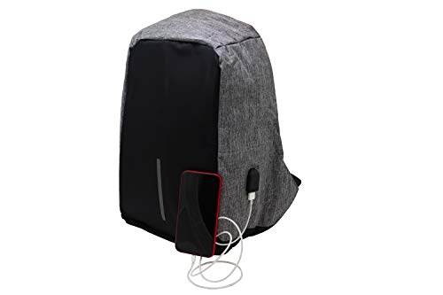 PETI mochila ordenador casual portátil 15.6 pulgadas, puerto USB impermeable cremallera antirrobo moderno uso diario viaje mujer hombre estudiante, negocio, escolares. (Gris)