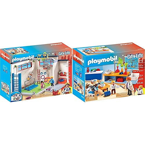 PLAYMOBIL City Life Gimnasio, a Partir de 5 Años (9454) + City Life Clase de Química, a Partir de 5 Años (9456) , Color/Modelo Surtido