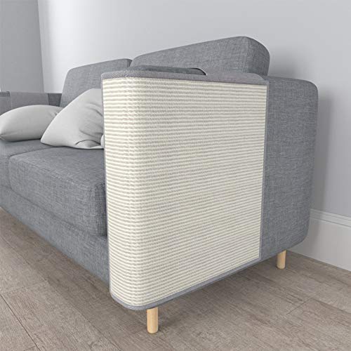 Puchika – Alfombrilla rascador natural de sisal para sofá, sillón, color beige y gris