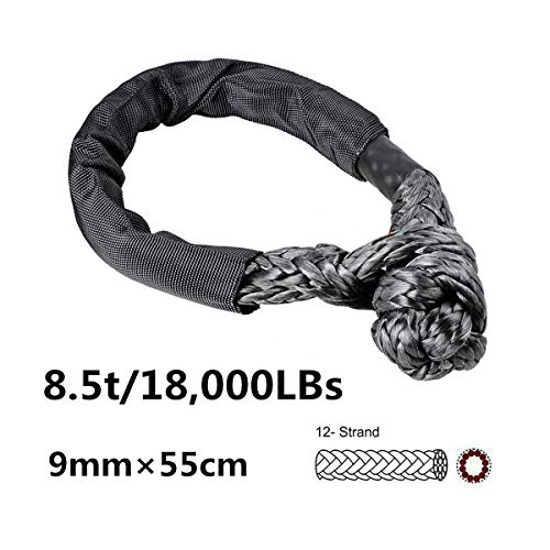 QUATILY Grillete Soft 7,700 Libras de Resistencia a la Rotura,Alta Resistencia el grilletes de Cuerda Suave sintética para Actividades al Aire Libre (Gris,1/4"×12INCH)