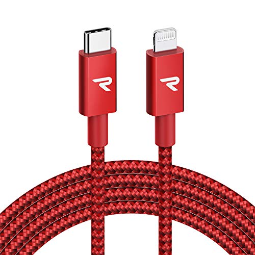 RAMPOW Cable USB C a Lightning 2M, [Apple MFi Certificado] para iPhone 11/iPhone 11 Pro/iPhone X/iPhone XS/iPhone XS MAX/iPhone XR/iPhone 8, iPad Pro 10.5/12.9, iPad Air, AirPods Pro - Rojo, Nylon