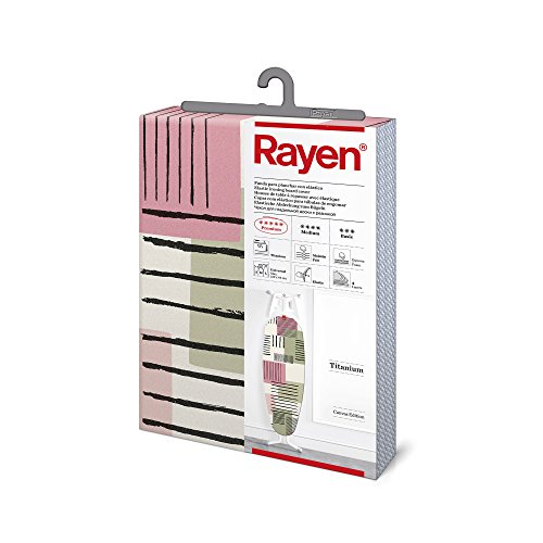 Rayen 6304.02 Funda para Tabla de Planchar Universal | 4 Capas: Titanio, Muletón, Espuma y 100% algodón | 127x51 cm | Rosa y Verde