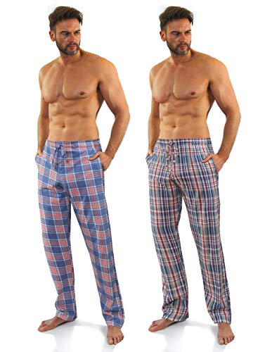 Sesto Senso Pantalones Largos de Pijama Hombre Algodón Pantalón de Dormir Cuadros Estampado Escocés L 7+9