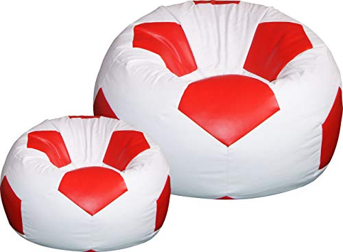 Set 2 puf, puf, pouff, bagfootball de frijoles, fútbol 100 cm XXL + reposapiés de 40 cm Set 2 puf, puf, pouff, bagfootball de frijoles, fútbol 100 cm XXL + reposapiés de 40 cm